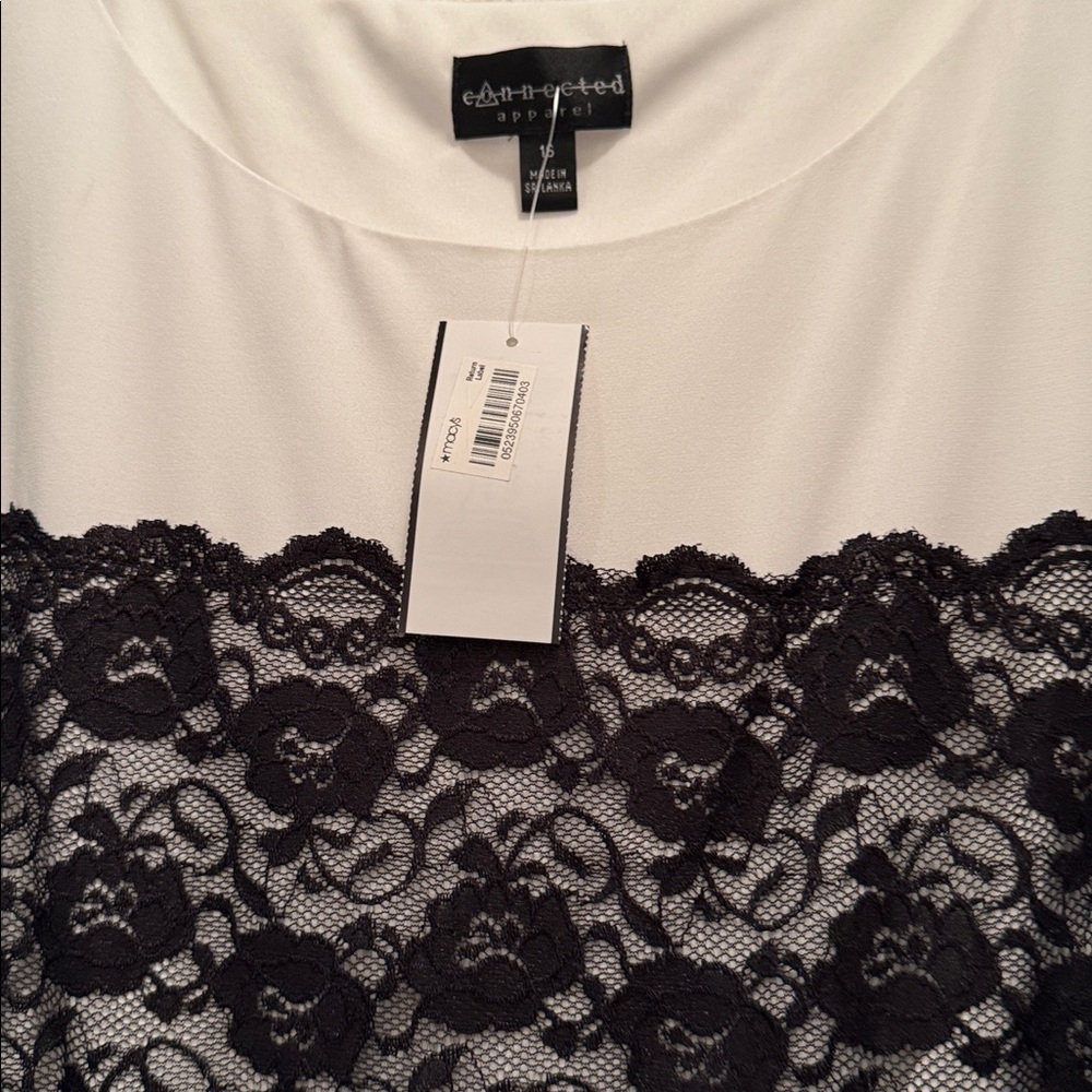 NWT BLACK LAYERED DRESS WITH WHITE & BLACK BODICE - Picture 4 of 13